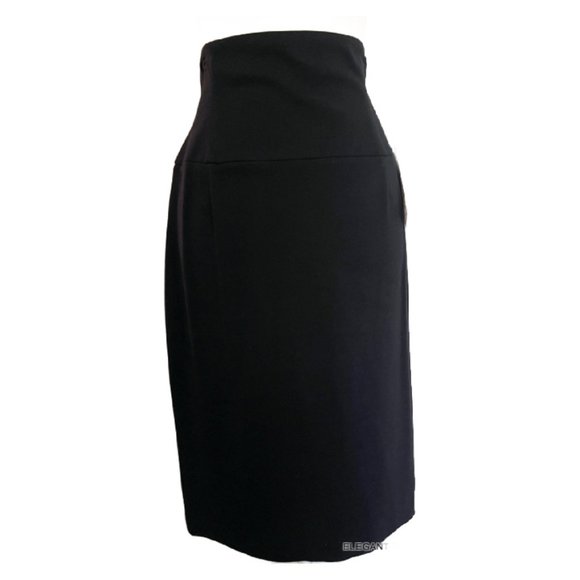 Kenneth Cole Reaction Black Pencil Skirt 4 Midi Knit Stretch High Waist Office - Picture 1 of 9